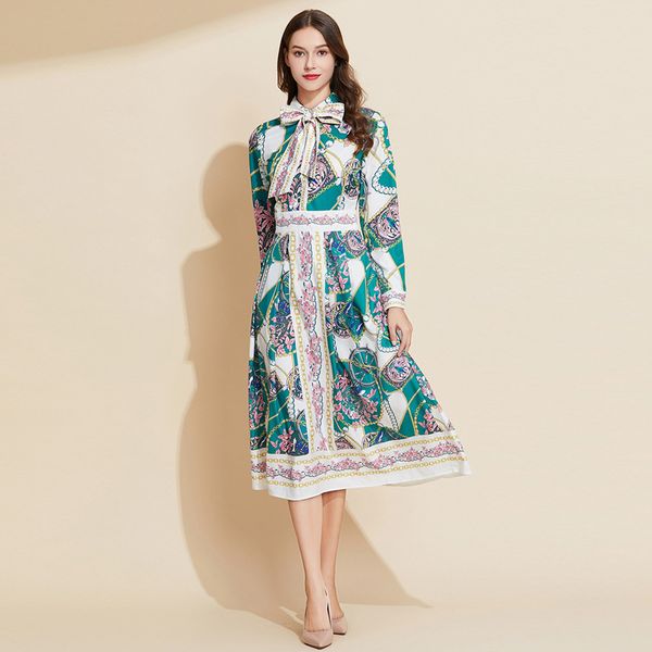 autumn runway dress women long sleeve print lace up bow vintage elegant lady shirt dresses dress, White
autumn runway dress women long sleeve print lace up bow vintage elegant lady shirt dresses dress, White