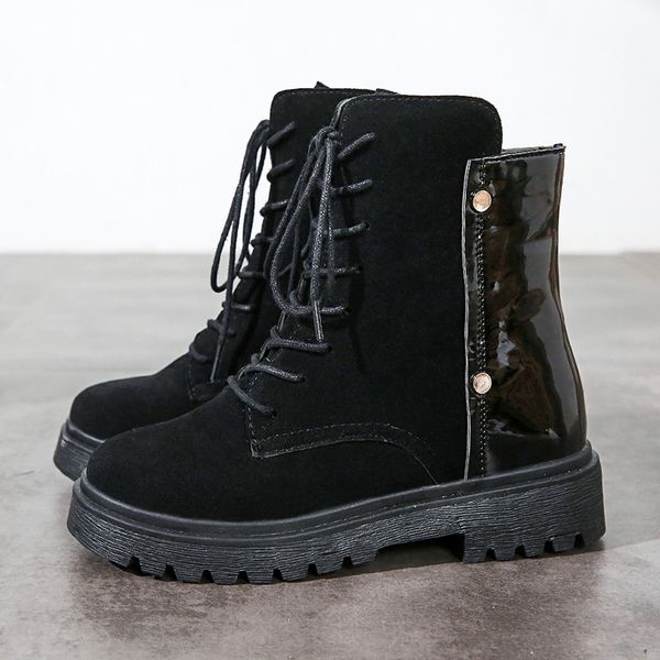 women's short booties winter strap suede lace up warm causal shoes, Black
women's short booties winter strap suede lace up warm causal shoes, Black