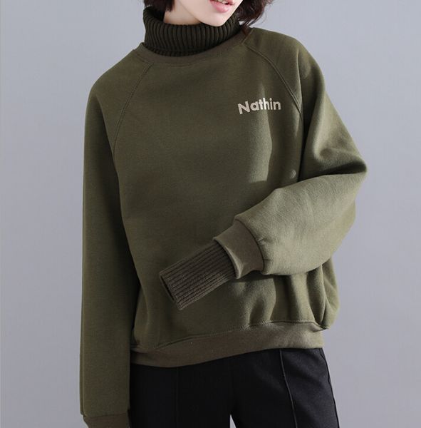 hoodies autumn and winter women's plus size loose plus velvet splicing high collar letter sweater, Blue;black
hoodies autumn and winter women's plus size loose plus velvet splicing high collar letter sweater, Blue;black