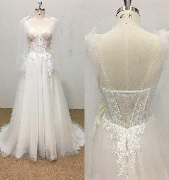 bohemian a line luxury wedding dresses tulle lace applique ruched formal dress spaghetti sleeveless backless sweep train bridal gowns, White
bohemian a line luxury wedding dresses tulle lace applique ruched formal dress spaghetti sleeveless backless sweep train bridal gowns, White
