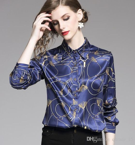 new listing chain printed blue long sleeve blouse summer contrast color women shirts for sale, White
new listing chain printed blue long sleeve blouse summer contrast color women shirts for sale, White