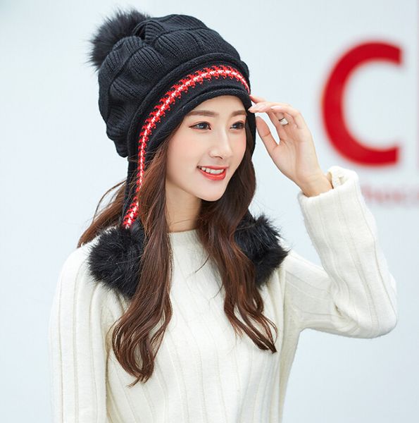 knit cap winter women's outdoor cold plus velvet earmuffs to keep warm wild hair ball cap wool hat, Black;white
knit cap winter women's outdoor cold plus velvet earmuffs to keep warm wild hair ball cap wool hat, Black;white