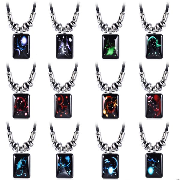 luminous pendant necklaces men galaxy constellation 12 zodiac design horoscope black rope chain vintage resin rectangle jewelry for women, Silver
luminous pendant necklaces men galaxy constellation 12 zodiac design horoscope black rope chain vintage resin rectangle jewelry for women, Silver