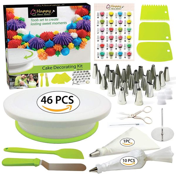 46 pieces cake mounting table set cake turntable plastic baking tool diy homemade cake
46 pieces cake mounting table set cake turntable plastic baking tool diy homemade cake