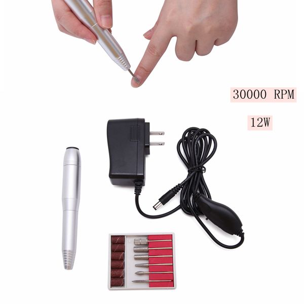 electric nail drill machine portable 1 set 6 bits nail drill bits milling cutter art equipment polisher tool, Silver
electric nail drill machine portable 1 set 6 bits nail drill bits milling cutter art equipment polisher tool, Silver