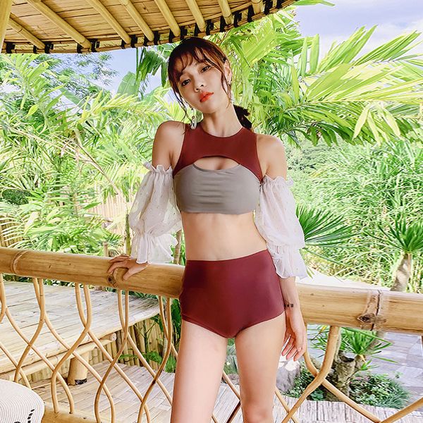 swimsuit female swimwear women's two-piece 2019 fashion women summer clothes for surfing punching ins long sleeve high waist, White;black
swimsuit female swimwear women's two-piece 2019 fashion women summer clothes for surfing punching ins long sleeve high waist, White;black
