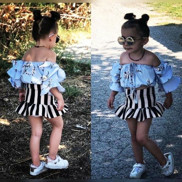 pudcoco girl set 2y-7y kids baby girl off shoulder floral stripe skirt 2pcs outfits sunsuit, White
pudcoco girl set 2y-7y kids baby girl off shoulder floral stripe skirt 2pcs outfits sunsuit, White