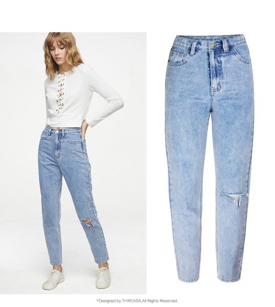 2019 female vintage bleaching boyfriend jeans for women straight denim high waist casual plus size mom jeans skinny woman, Blue
2019 female vintage bleaching boyfriend jeans for women straight denim high waist casual plus size mom jeans skinny woman, Blue