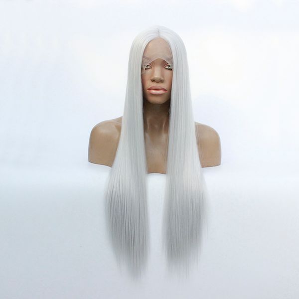 white gray glueless 13x4 lace front wigs long natural straight heat resistant synthetic hair middle parting natural hairline, Black
white gray glueless 13x4 lace front wigs long natural straight heat resistant synthetic hair middle parting natural hairline, Black