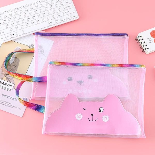 cute cartoon mesh document bag with laser handle pink file zipper bag for paper school office supplies document organizer
cute cartoon mesh document bag with laser handle pink file zipper bag for paper school office supplies document organizer