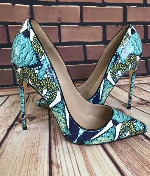 real p custom large size woman high heel stilettos green snakeskin pattern pointed toe woman heel shoes, Black
real p custom large size woman high heel stilettos green snakeskin pattern pointed toe woman heel shoes, Black