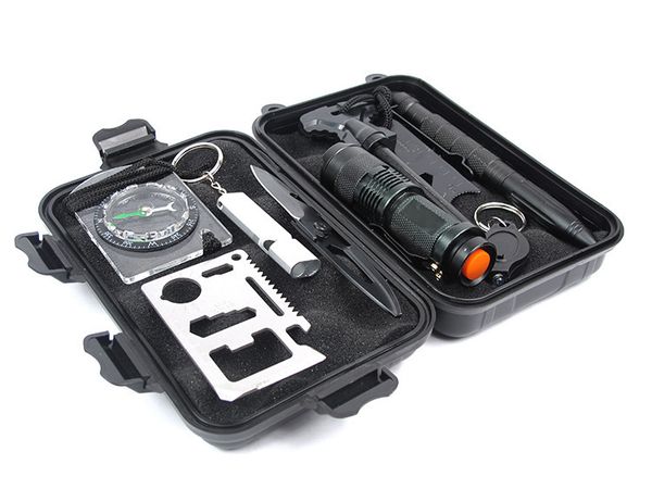10 pieces camping multi-functional tool set emergency box emergency supplies sos outdoor self-help survival equipment box
10 pieces camping multi-functional tool set emergency box emergency supplies sos outdoor self-help survival equipment box