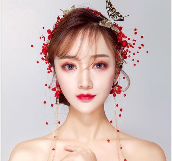 bride wedding tiara bride toast clothing red flowers new korean wedding headband, Silver
bride wedding tiara bride toast clothing red flowers new korean wedding headband, Silver