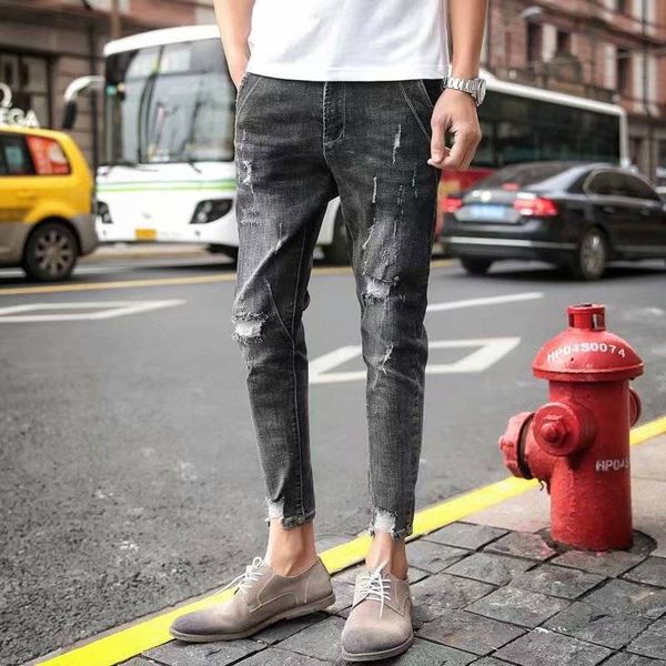 fall beggars pants men's holes jeans men's nine-minute pants slim toe students korean fashion ripped jeans for men, Blue
fall beggars pants men's holes jeans men's nine-minute pants slim toe students korean fashion ripped jeans for men, Blue