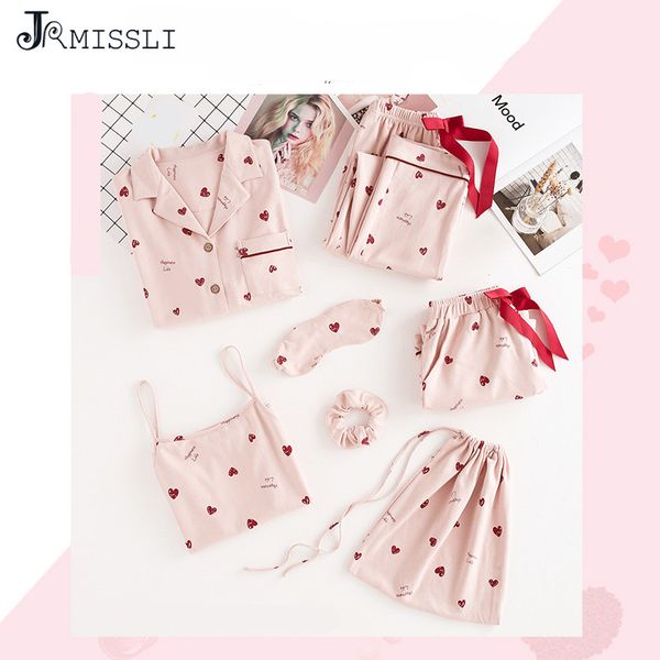 jrmissli loves heart print cotton elegant women pajamas sets 2019 spring summer autumn 7 pieces set elastic waist pants lounge, Blue;gray
jrmissli loves heart print cotton elegant women pajamas sets 2019 spring summer autumn 7 pieces set elastic waist pants lounge, Blue;gray