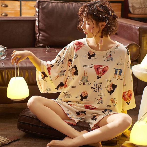 2020 summer cotton short-sleeved thin section korean pajamas women's sweet loose casual student home service 2 sets, Black;red
2020 summer cotton short-sleeved thin section korean pajamas women's sweet loose casual student home service 2 sets, Black;red