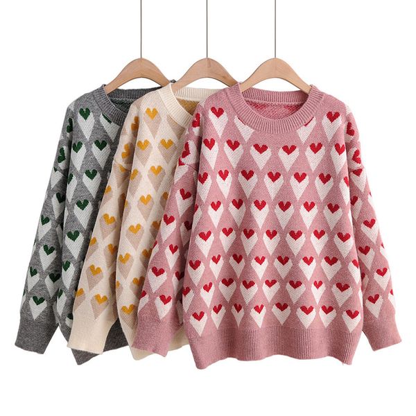 korean version of casual women's 2019 autumn and winter new round neck color heart-shaped jacquard pullover sweater women, White;black
korean version of casual women's 2019 autumn and winter new round neck color heart-shaped jacquard pullover sweater women, White;black