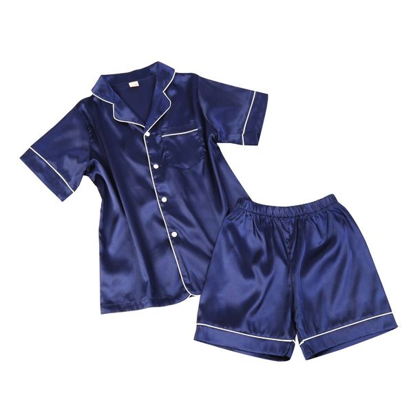 children home service suits boys silk pajamas autumn girls parent-child short sleeve shorts sleepwear, Blue;red
children home service suits boys silk pajamas autumn girls parent-child short sleeve shorts sleepwear, Blue;red