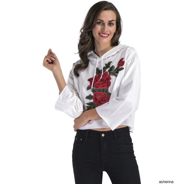 womens designer season embroidered flowers loose casual hooded sweater waist short shirt womenmgzu, Black;brown
womens designer season embroidered flowers loose casual hooded sweater waist short shirt womenmgzu, Black;brown