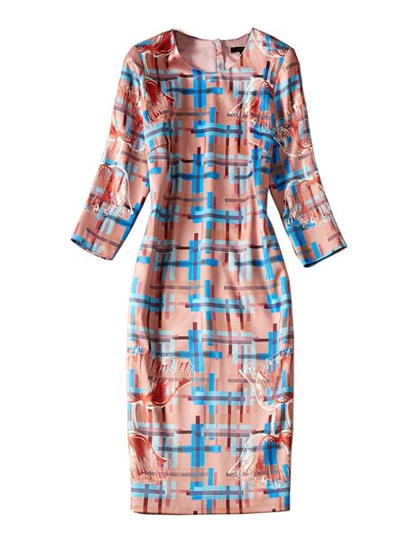 luxury women plaid print sheath dress 3/4 sleeve round neck autumn dresses 10k1959, Black;gray
luxury women plaid print sheath dress 3/4 sleeve round neck autumn dresses 10k1959, Black;gray