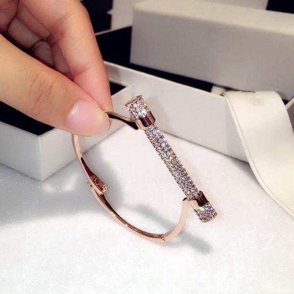 european simple and full diamond-studded bracelet silver rose gold color bracelet, Black
european simple and full diamond-studded bracelet silver rose gold color bracelet, Black