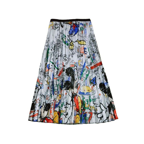 women's summer cartoon mouse skirt pleated large swing girl midi high waist elastic female pleated skirts falda sp9527, Black
women's summer cartoon mouse skirt pleated large swing girl midi high waist elastic female pleated skirts falda sp9527, Black