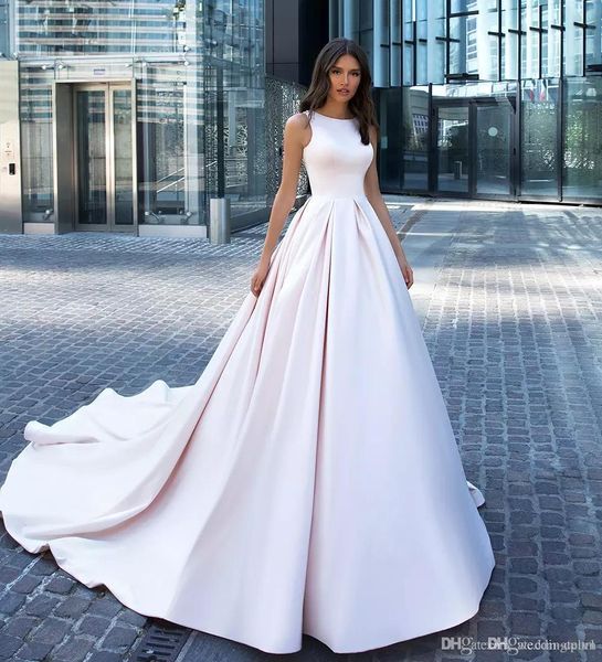 rhinestones satin wedding dresses a line jewel neck beading bridal gowns court train custom made vestido de novia custom, White
rhinestones satin wedding dresses a line jewel neck beading bridal gowns court train custom made vestido de novia custom, White