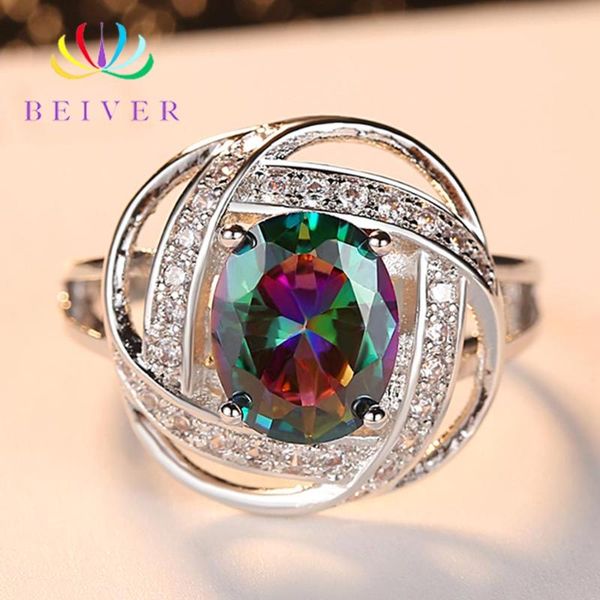 white gold rainbow round zircon ring clover ring ladies for women's gifts fashion charm personality designed for women, Golden;silver
white gold rainbow round zircon ring clover ring ladies for women's gifts fashion charm personality designed for women, Golden;silver