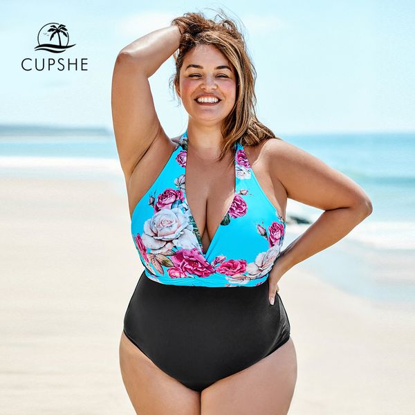 cupshe plus size floral and black halter one piece swimsuit women large backless monokini bathing suit 2020 beach swimwear, White;black
cupshe plus size floral and black halter one piece swimsuit women large backless monokini bathing suit 2020 beach swimwear, White;black