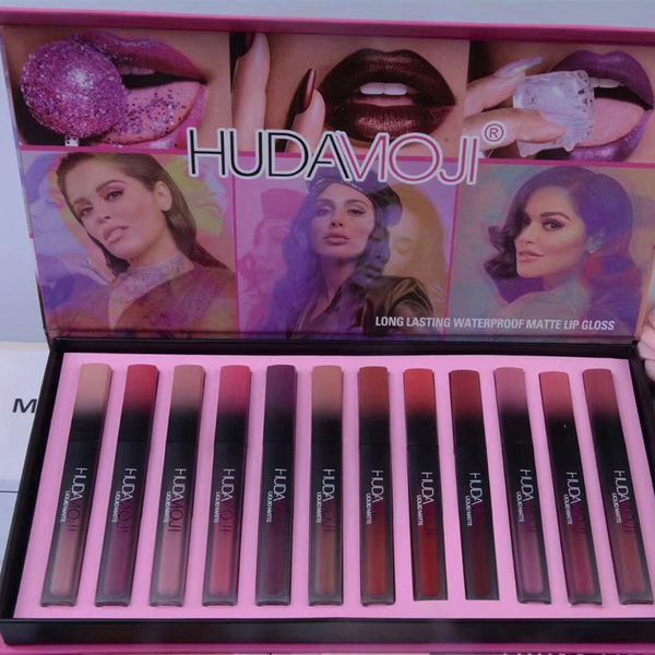 

makeup hudamoji matte lip gloss set non-stick cup not fade matte liquid huda moji lipstick ing