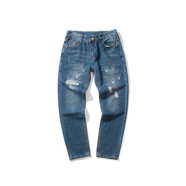 men's jeans 2021 pattern lovers korea with fund leisure time self-cultivation bound feet holes trousers, Blue
men's jeans 2021 pattern lovers korea with fund leisure time self-cultivation bound feet holes trousers, Blue