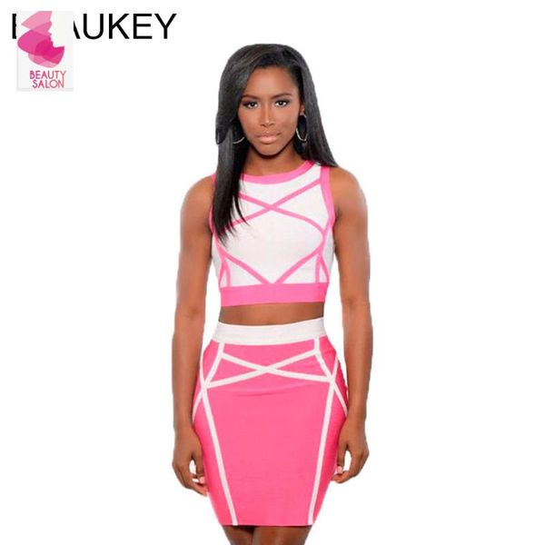 two piece dress rayon 2 pieces set pink cross stripes and white sleeveless crop high waist knitted elastic knee length skirt
two piece dress rayon 2 pieces set pink cross stripes and white sleeveless crop high waist knitted elastic knee length skirt