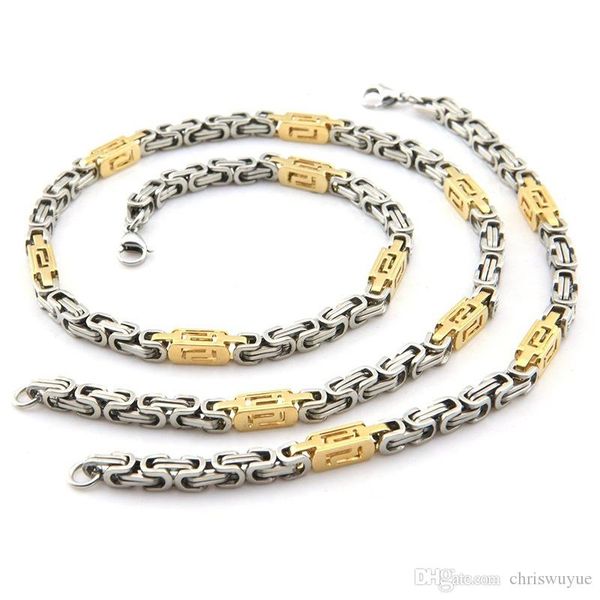 vintage gold and silver turkish jewerly men byzantine box chain necklace&bracelet 6mm width stainless steel set nb005
vintage gold and silver turkish jewerly men byzantine box chain necklace&bracelet 6mm width stainless steel set nb005