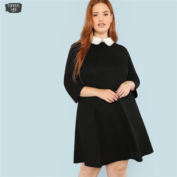 plus size black cute pearl pan collar beading embellished a-line loose dresses women spring autumn knee-length dress, Black;gray
plus size black cute pearl pan collar beading embellished a-line loose dresses women spring autumn knee-length dress, Black;gray