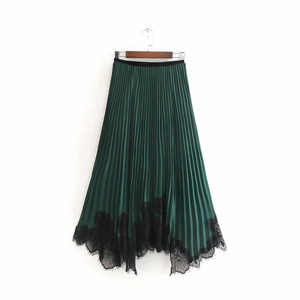 new women elegant lace patchwork irregular hem pleated midi skirt faldas mujer autumn ladie elastic waist casual skirts qun501, Black
new women elegant lace patchwork irregular hem pleated midi skirt faldas mujer autumn ladie elastic waist casual skirts qun501, Black
