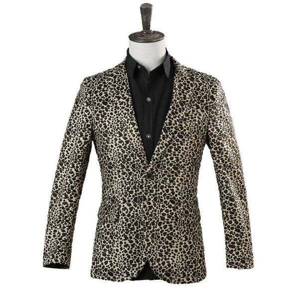 men's suits & blazers leopard print blazer men stage jacket spring one button dance costumes mens, White;black
men's suits & blazers leopard print blazer men stage jacket spring one button dance costumes mens, White;black
