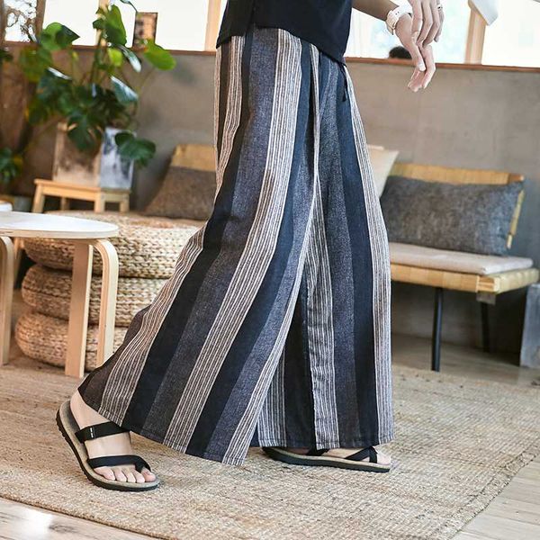 japanese kimono style male fashion wide leg trousers men comfortable loose stripe cotton linen casual pant, Black
japanese kimono style male fashion wide leg trousers men comfortable loose stripe cotton linen casual pant, Black