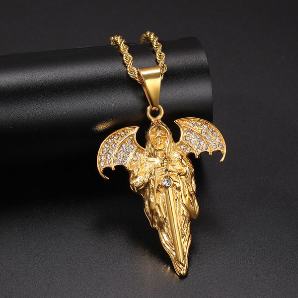 hip hop gold color stainless steel bling iced out cool skull grim reaper pendants necklace for men rapper jewelry drop shipping, Silver
hip hop gold color stainless steel bling iced out cool skull grim reaper pendants necklace for men rapper jewelry drop shipping, Silver