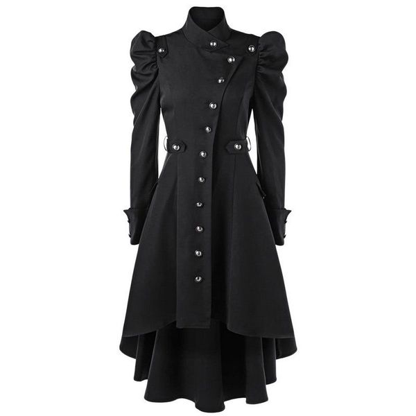 women winter long medieval trench black stand collar gothic coat female vintage button outerwear tunic elegant coat, Tan;black
women winter long medieval trench black stand collar gothic coat female vintage button outerwear tunic elegant coat, Tan;black