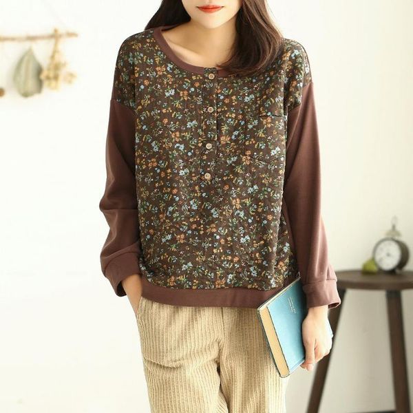 autumn floral print patchwork long sleeve all-match sweatshirt 2020 spring simple comfortable pullover cotton women, Black
autumn floral print patchwork long sleeve all-match sweatshirt 2020 spring simple comfortable pullover cotton women, Black