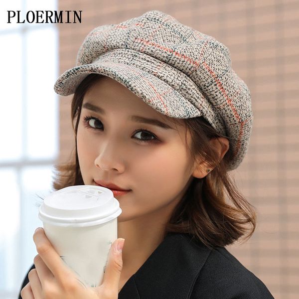 women wool felt berets autumn winter hat thick warm female octagonal newsboy cap retro plaid beret cap, Blue;gray
women wool felt berets autumn winter hat thick warm female octagonal newsboy cap retro plaid beret cap, Blue;gray