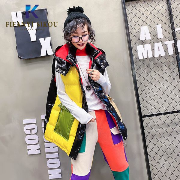winter women vest sleeveless jacket hooded coat fashion patchwork down cotton vest jackets women loose thick warm waistcoat, Black;white
winter women vest sleeveless jacket hooded coat fashion patchwork down cotton vest jackets women loose thick warm waistcoat, Black;white