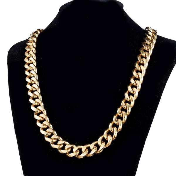 15mm neck heavy gold chain for men big long necklaces male gold color hiphop stainless steel cuban chain necklace, Silver
15mm neck heavy gold chain for men big long necklaces male gold color hiphop stainless steel cuban chain necklace, Silver