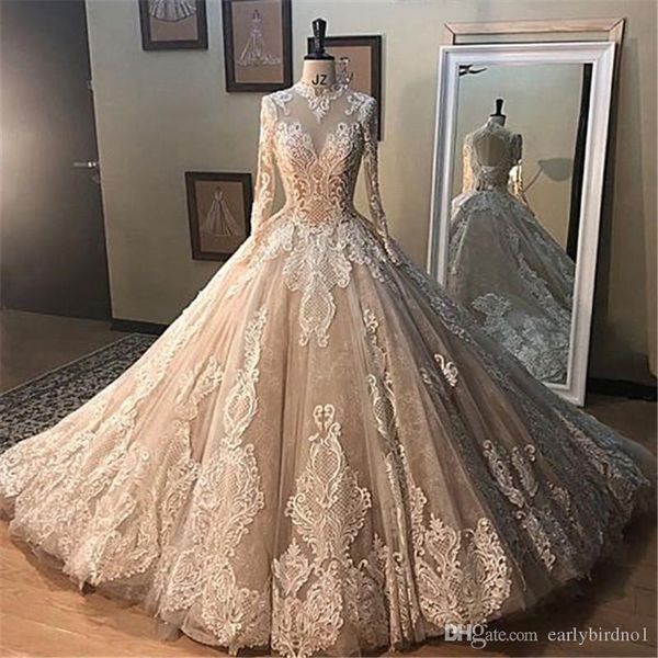 actual pictures luxury plus size champagne long sleevs jewel neck wedding dresses lace appliqued dubai arabic wedding dress bridal gown, White
actual pictures luxury plus size champagne long sleevs jewel neck wedding dresses lace appliqued dubai arabic wedding dress bridal gown, White