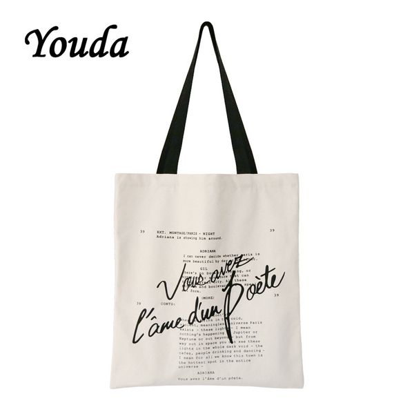 youda original letter printing ladies canvas bags female students simple casual style shoulder bag shopping handbag classic tote
youda original letter printing ladies canvas bags female students simple casual style shoulder bag shopping handbag classic tote