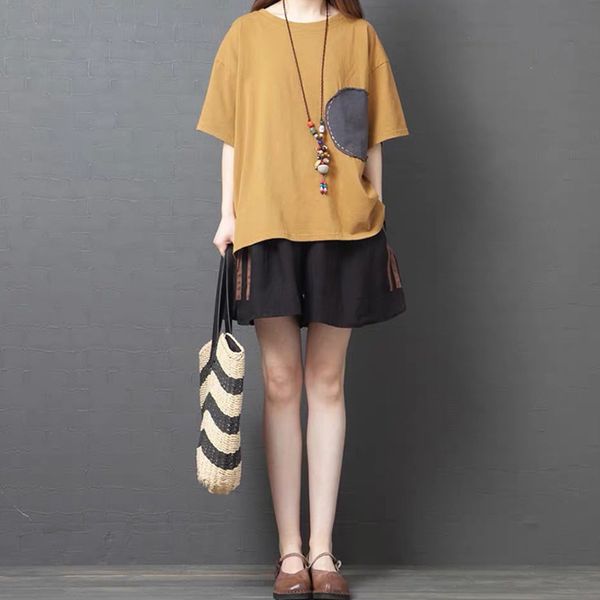 large-size short-sleeved t- t- shirt female fat mm loose simple stitching color contrast slim base shirt top, White
large-size short-sleeved t- t- shirt female fat mm loose simple stitching color contrast slim base shirt top, White