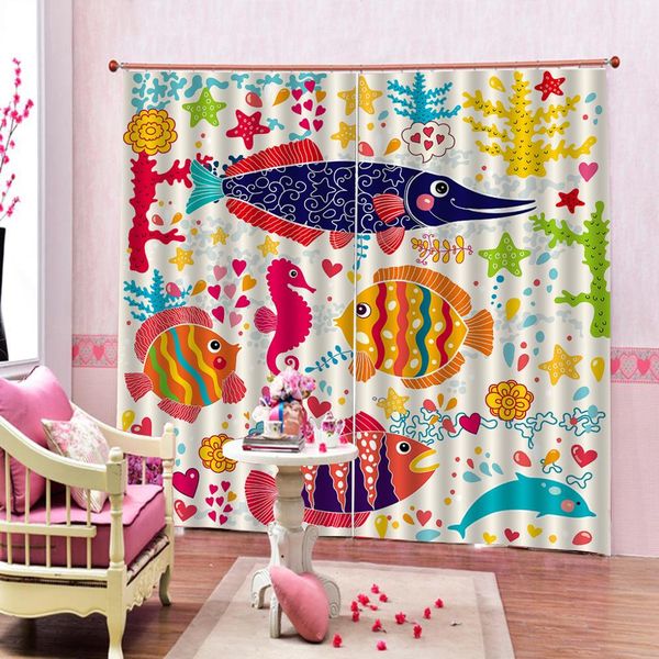 modern printing curtain cartoon fish for children's room blackout curtains home drapes
modern printing curtain cartoon fish for children's room blackout curtains home drapes