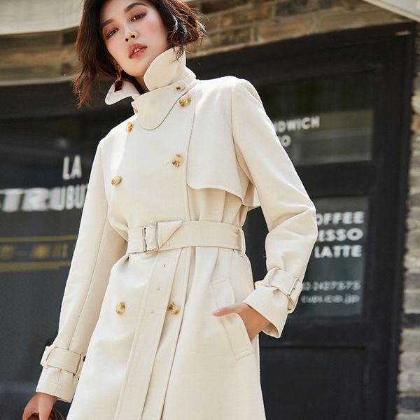 2019 autumn winter turn down collar double breasted button beige long slim windbreaker women overcoat with belt mg594, Tan;black
2019 autumn winter turn down collar double breasted button beige long slim windbreaker women overcoat with belt mg594, Tan;black