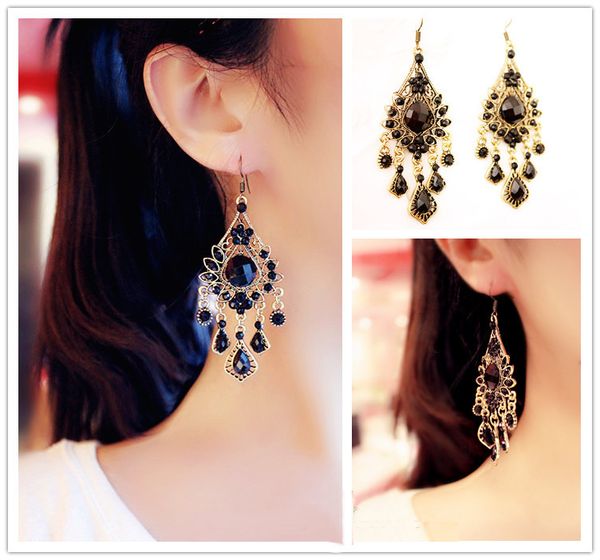 shuangr retro gold color bohemia black resin beads royal vintage drop earrings for women lady dangle jewelry bijouterie, Silver
shuangr retro gold color bohemia black resin beads royal vintage drop earrings for women lady dangle jewelry bijouterie, Silver