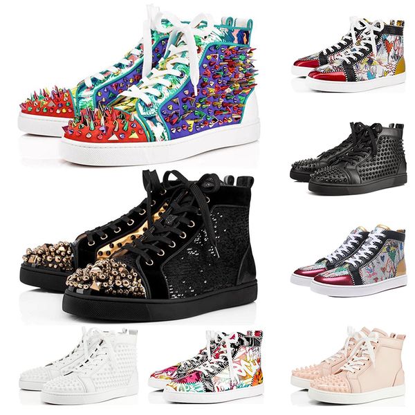 red bottom studded spikes flat luxury graffiti suede genuine leather party designer sneakers winter casual shoes 35-47, Black
red bottom studded spikes flat luxury graffiti suede genuine leather party designer sneakers winter casual shoes 35-47, Black